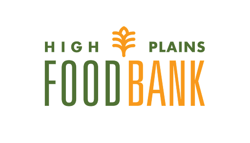 High Plains Food Bank logo with wheat stalk icon on black background.